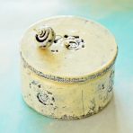 Round Jewelry/Trinket Box With Sea Shells and Focal Bead