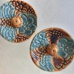 Round Incense Holders – Brown & Blue Lace