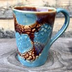 Tapered Mug – Brown & Blue Lace – Tall