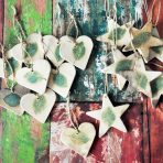 Hearts & Stars Rustic Pit Fired Leaf Ornaments