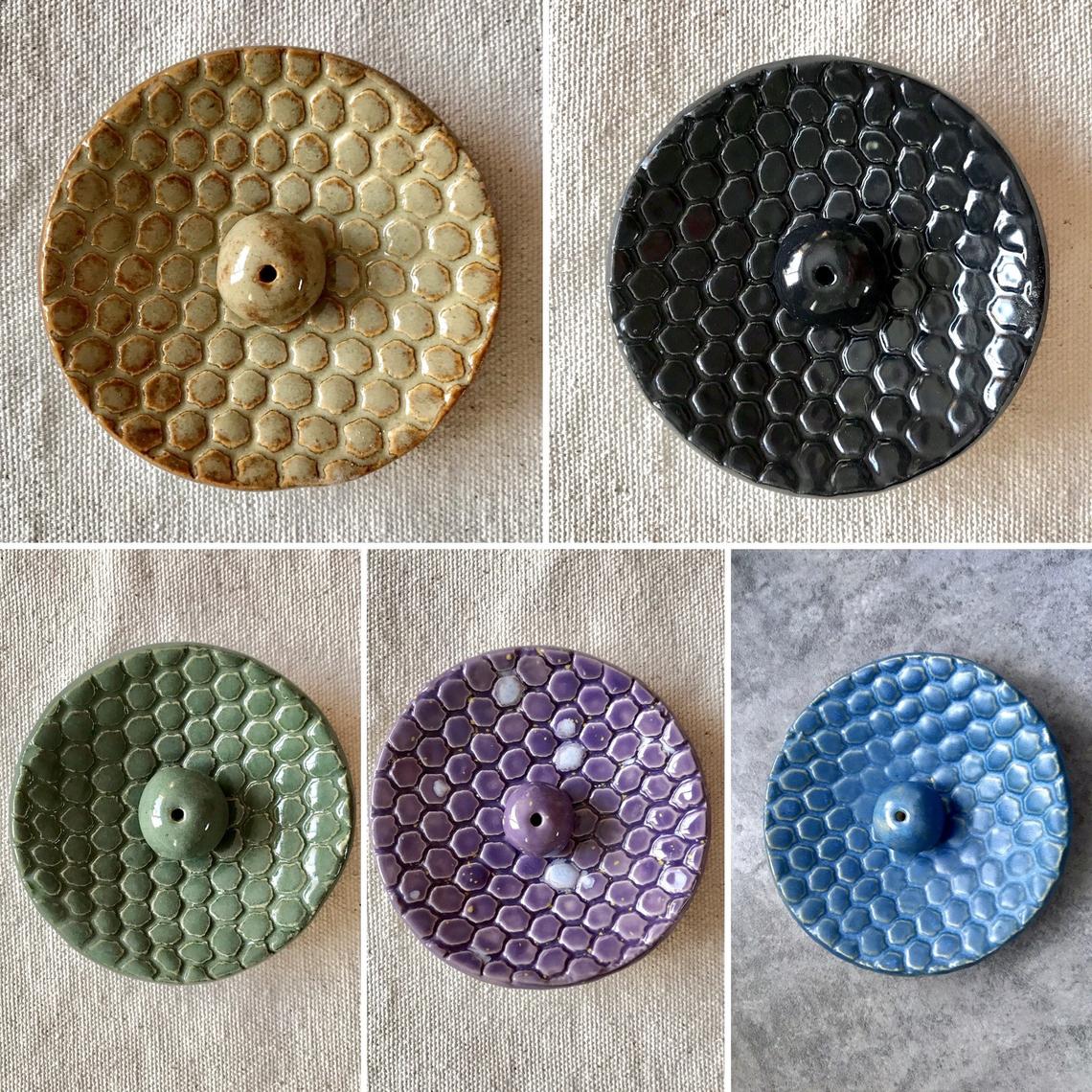 Round Incense Holder - Honeycomb Texture