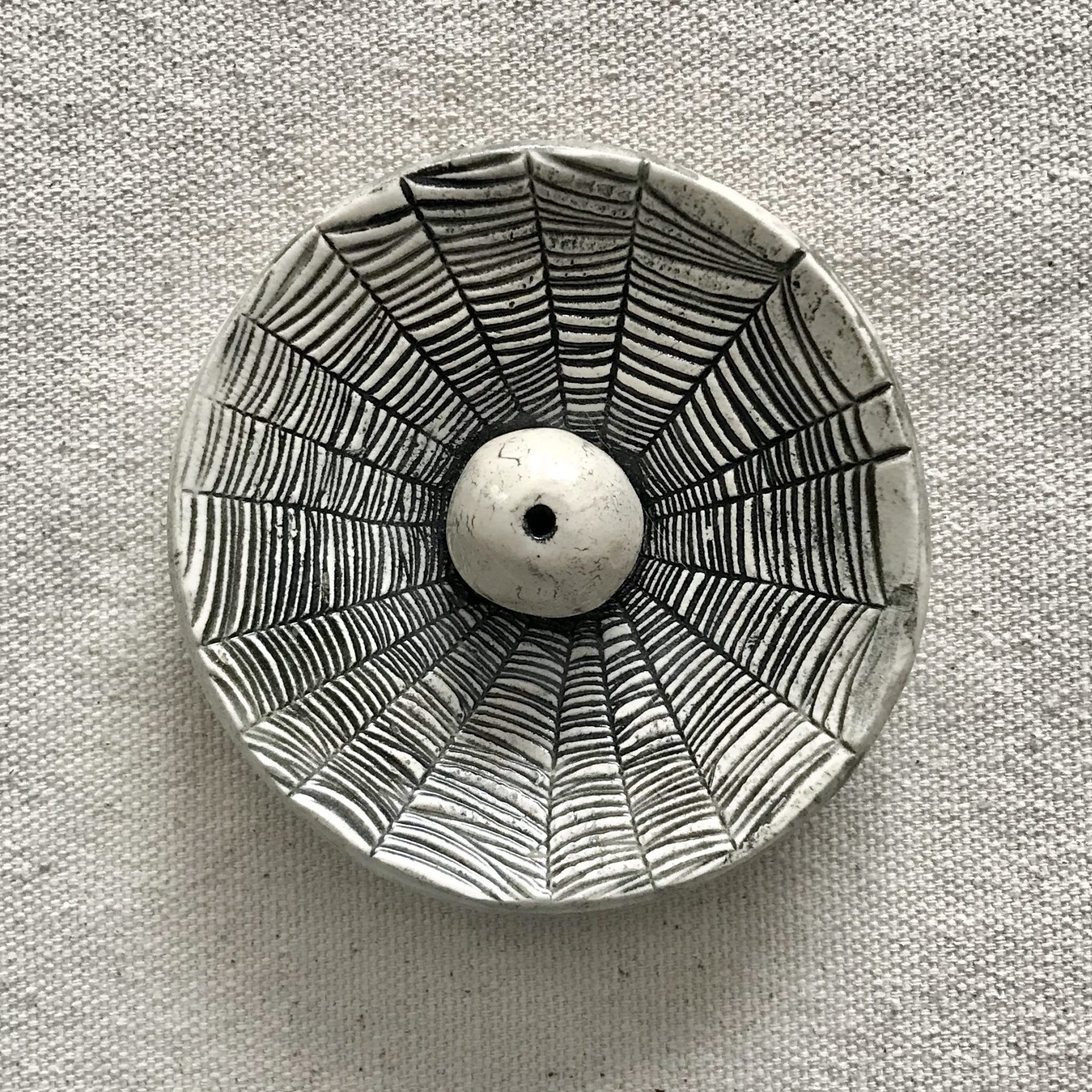 Round Incense Holder - Spider Web