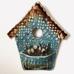 Bird House Wall Pocket – Brown & Blue